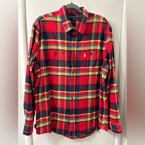 U.S. Polo Assn. Multicolor Plaid Long Sleeve Button Down, Men’s XL, Vibrant